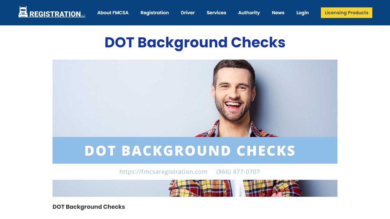 DOT Background Checks | FMCSA Registration